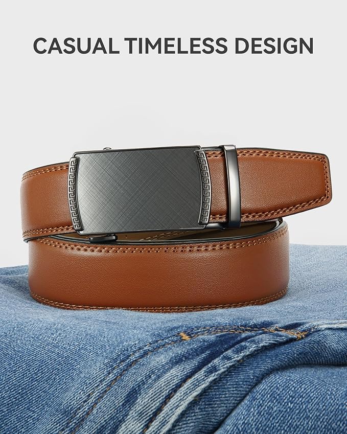 CHAOREN Mens Belt Leather Ratchet Belt - Customizable Fit, Effortless Style (35mm)