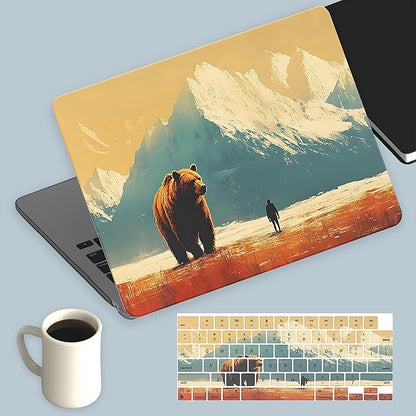 KEROM Compatible for MacBook Pro 13 Inch Case 2025 2024 2023 2022-2016 M2 M1 A2338 A2289 A2251 A2159 A1989 A1706 A1708, Cute Aesthetic Protective Plastic Hard Shell & Keyboard Cover, Bear