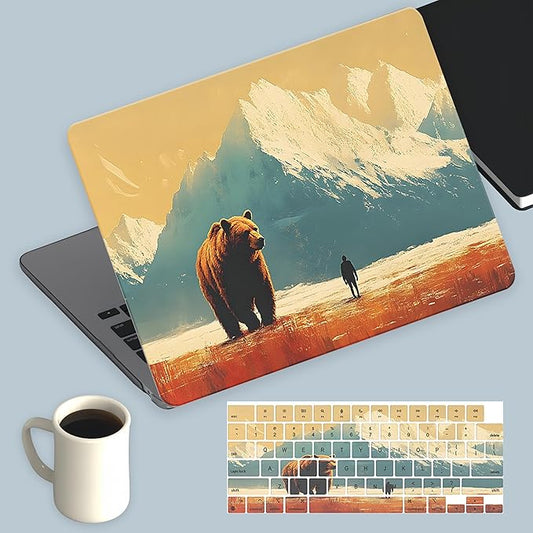 KEROM Compatible for MacBook Pro 13 Inch Case 2025 2024 2023 2022-2016 M2 M1 A2338 A2289 A2251 A2159 A1989 A1706 A1708, Cute Aesthetic Protective Plastic Hard Shell & Keyboard Cover, Bear