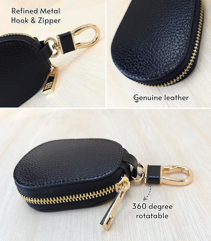 Universal Genuine Leather Car Key Fob Case – Premium Smart Key Holder for Remote Key Fobs