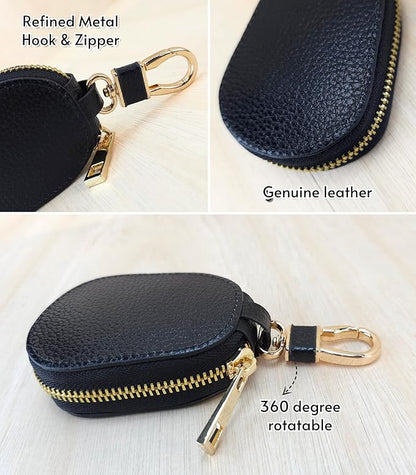 Universal Genuine Leather Car Key Fob Case – Premium Smart Key Holder for Remote Key Fobs