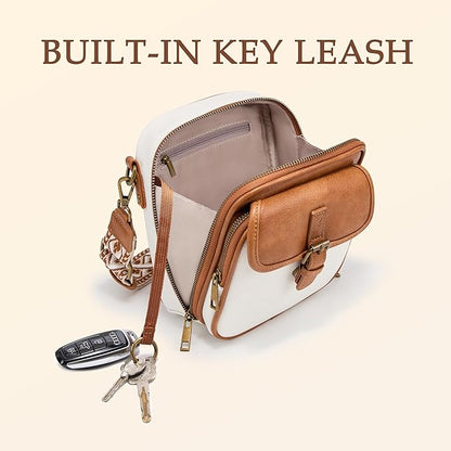 Small Messenger Bag Vegan Leather Crossbody Bag for Women Men, Vintage Cross Body Shoulder Purse with Card Slots