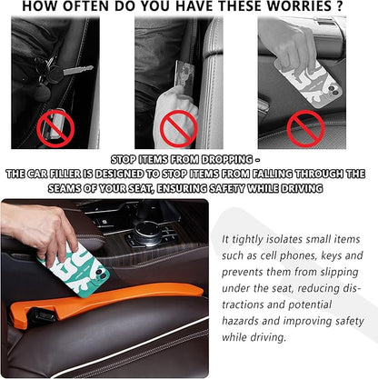 Junecarp Car Seat Gap Filler 2 Pack,Flexible Car Gap Filler Organizer to Stop Items from Dropping,Essential Interior Car Accessories Seat Gap Plug Perfectly Fits Car Gap (Orange)