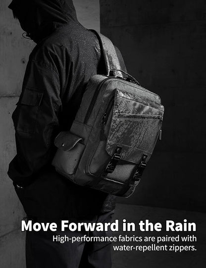 BASICPOWER Laptop Sling Bag for Men Women, Sling Backpack Crossbody Bag Fits 14 inch Computer with USB Port Anti-theft