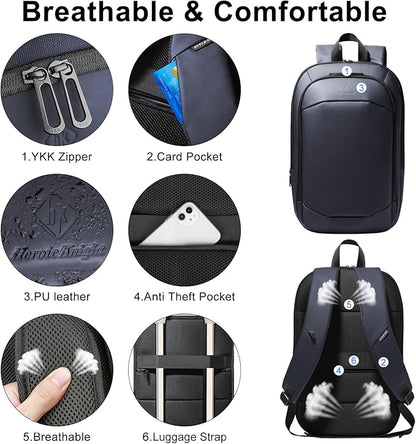 Slim Laptop Backpack for Men,Waterproof Expandable High Tech Business Work Backpack for Men and Women,15.6 Inch Lightweght Anti-theft Travel Backpack Durable College Casual Daypack Computer Laptop Bag
