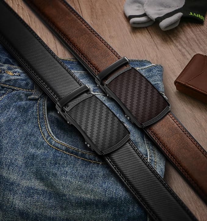 BULLIANT Men Belts 2 Pack,Ratchet Sliding Belt Adjustable For Gift Mens Dress Casual 1 3/8",Cut for Fit