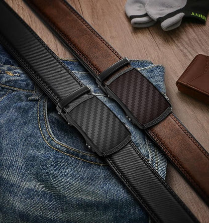 BULLIANT Men Belts 2 Pack,Ratchet Sliding Belt Adjustable For Gift Mens Dress Casual 1 3/8",Cut for Fit