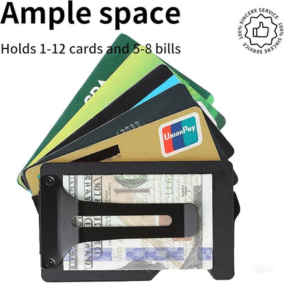 Slim Wallet for Men,RFID Blocking Minimalist Metal Wallet, Money Clip/Cash Holder, Front Pocket Aluminum Credit Card Holder, Ideal Gift for Men,American USA Flag