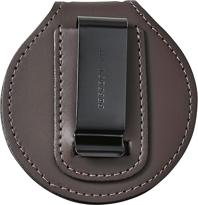 Perfect Fit Shield Wallets County of Los Angeles Sheriff Six-Point Star Belt Clip Badge Holder with Pocket and Chain (Cutout PF622), Brown Leather, One Size