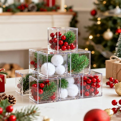 Acrylic box with Lid Clear 4 Pack Small Clear Acrylic Square Cube Plastic Storage Box 1.77x1.77x1.77Inch/45X45X45mm for Birthday Valentine's Day Party Favor Candy Jewelry Box
