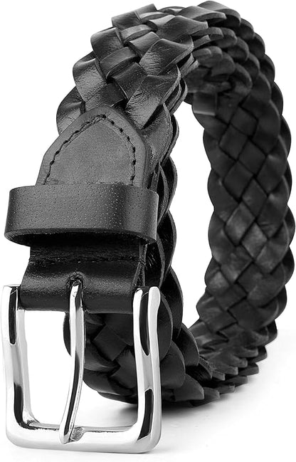 F&L CLASSIC Leather Braided Belts for Men - Mens Casual Woven Leather Belt for Dress Pants