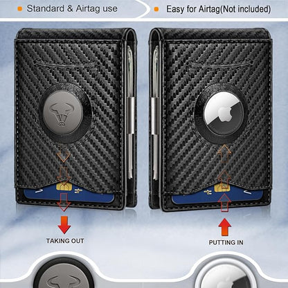 BULLIANT Men Wallet Airtag&Standard Use,Slim Front Pocket Wallet Money Clip for Gifg Men RFID Blocking 11Cards