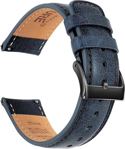 SEURE Quick Release Watch Band,Top Genuine Leather Watch Straps 19mm 20mm 21mm 22mm 24mm for Men and Women