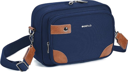 ECOHUB Crossbody Bag for Women Men, Multi Pocket Anti-Theft Travel Purse with RFID Blocking, Oxford PU Shoulder Bag