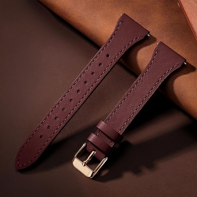 GEAK Slim Leather Band Compatible with Galaxy Watch 7 Band/6 5 4 FE 40mm 44mm/5 pro 45mm/Classic/Galaxy Active 2, 20mm Genuine Leather Strap with Quick Release Buckle for Samsung Watch Bands Women