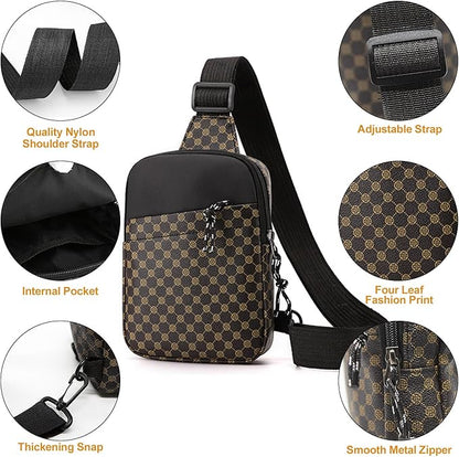 Long Keeper Mini Sling Bag - Women Men Vegan Leather Crossbody Phone Bag Waterproof Travel Running Chest Bag Casual Daypack