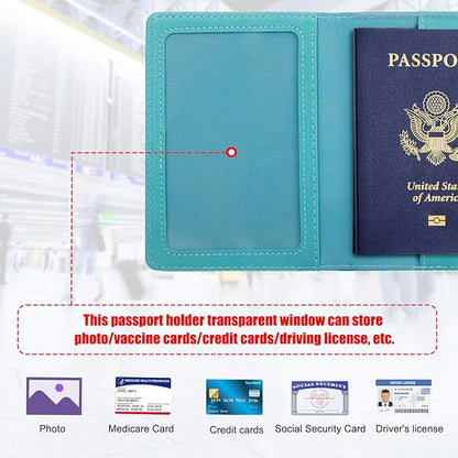 TIGARI Passport Holder for Travel Women Men, Valentines Day Gifts PU Leather Wallet Cover Case Sleeve, Waterproof Protected Document Organizer, Vacation Plane Cruise Travel Essentials