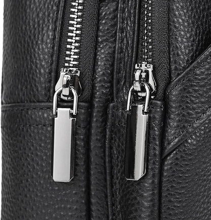 Genuine Leather Sling Bag Multi-pocket Chest Bag for Men Hiking Travel Daypack