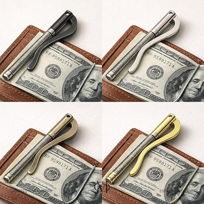 CRAFTMEMORE Avail 4 Colors Spring Money Clip for Money Clip Wallet Leathercraft Accessories Pack of 2 (Gunmetal)