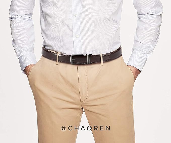 CHAOREN Mens Dress Belt - Ratchet Belt Leather 1 1/4" Comfort Click - Perfect Companion to Mens Dress Shoes