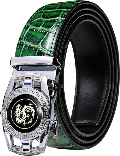 Barry.Wang Mens Belts Leather Ratchet Automatic Buckle Slide Click 1 3/8" Designer Dress Fashion Classic Casual Work Business