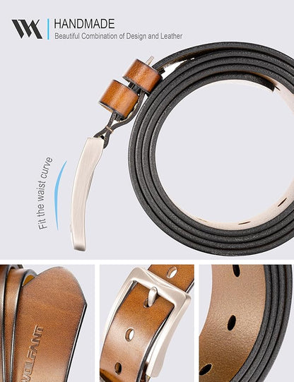 WOLFANT 1.5" Full Grain Leather Belt for Men in Gift Box,100% Italian Real Solid Leather