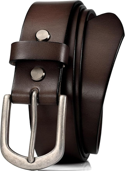 WOLFANT Men's 1.5" Top Full Grain Leather Belt in Gift Box,100% Italian Real Solid Leather