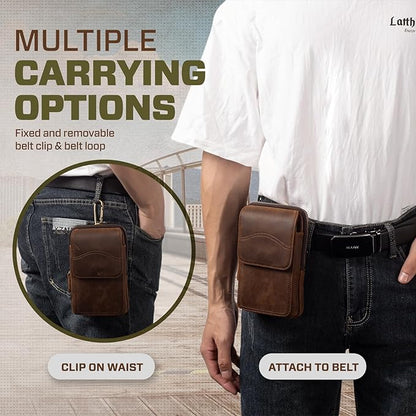 Hengwin Small Genuine Leather Cell Phone Crossbody Purse Shoulder Bag for Women and Men, Leather Phone Holster with Belt Clip Belt Loop Travel Passport Pouch Messenger Bag Waist Bag (Coffee)