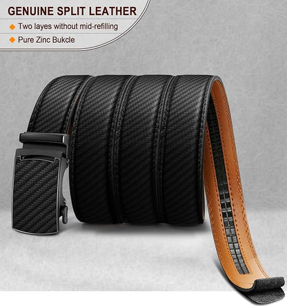 KEMISANT Belt Men, Sliding Ratchet Belt Genuine Leather For Gift Mens Dress Pants Oxfords,Size Adjustable