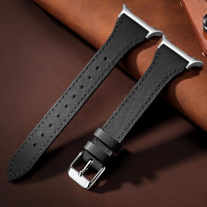 GEAK Slim Leather Band Compatible with Samsung Galaxy Watch 8 40mm 44mm/Watch 8 Classic 46mm, No Gap Adjustable Genuine Leather Replacement Dressy Strap for Samsung Watch 8 Bands Women