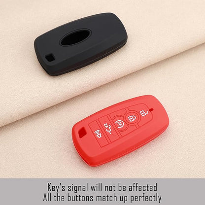 TANDRIVE Key Fob Cover for 2026 2025-2017 Ford F150 F250 F350 F450 F550 F650 F750, 5 Button, Silicone, 2-Pack, Black and Red