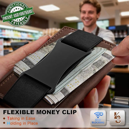 KEMISANT Airtag Wallet Men Gift,Mens Slim Front Pocket Wallet Money Clip Standard or Apple Airtag Use 3.8"×2.8"×0.9"