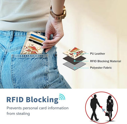 Lanyard Wallet with Id Badge Holder, Mushroom RFID Small Keychain Wallet Women Wristlet, Cute Zipper Credit Card Holder Phone Wrist Neck Strap for Key Name Tag, Teacher Student Office Gifts