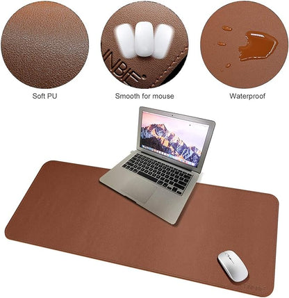 CENNBIE Leather Desk Mat 39.3"x19.6", Extra Large Desk pad,Large Office Writing Desk Computer Leather Mat Mousepad,Waterproof (Brown)