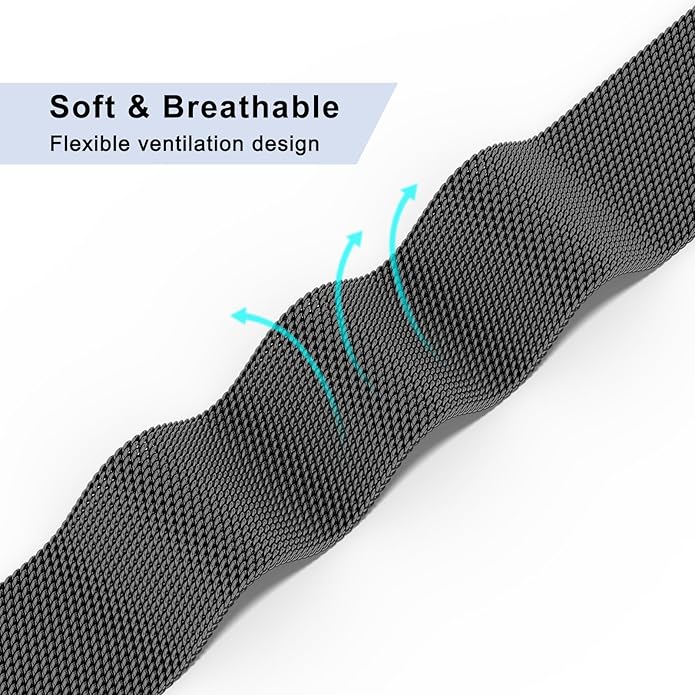 Vanjua 18mm 19mm 20mm 22mm Watch Band Quick Release Replacement Wristbands, Stainless Steel Metal Mesh Loop Adjustable Magnetic Replacement Straps Bands for Men Women