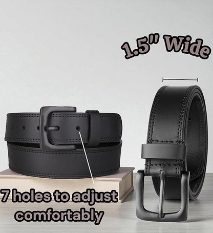 F&L CLASSIC Men's Full Grain Leather Belt Handmade, 1.5 Inch Wide Jeans Dress Belt, Gift Box, USA