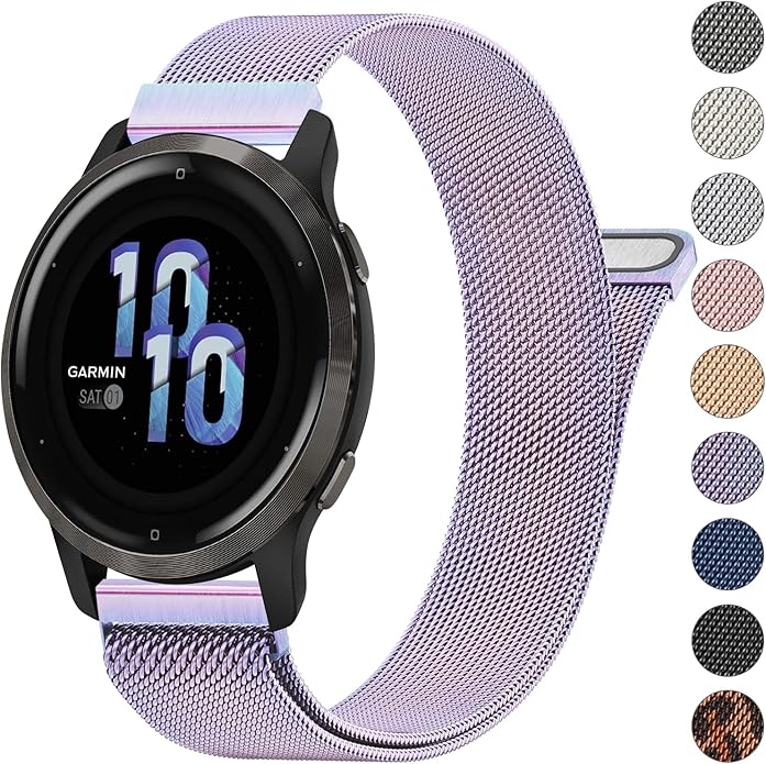 18mm Metal Bands for Garmin Venu 3S / Venu 4 41mm / Venu 2S / Vivoactive 4S / Vivomove 3S / Forerunner 265s Watch Bands, Quick Release Stainless Steel Metal Replacement Wristband Strap for Garmin Forerunner 255s/265s Bands Women Men
