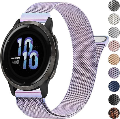 18mm Metal Bands for Garmin Venu 3S / Venu 4 41mm / Venu 2S / Vivoactive 4S / Vivomove 3S / Forerunner 265s Watch Bands, Quick Release Stainless Steel Metal Replacement Wristband Strap for Garmin Forerunner 255s/265s Bands Women Men