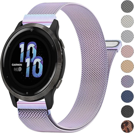 18mm Metal Bands for Garmin Venu 3S / Venu 4 41mm / Venu 2S / Vivoactive 4S / Vivomove 3S / Forerunner 265s Watch Bands, Quick Release Stainless Steel Metal Replacement Wristband Strap for Garmin Forerunner 255s/265s Bands Women Men