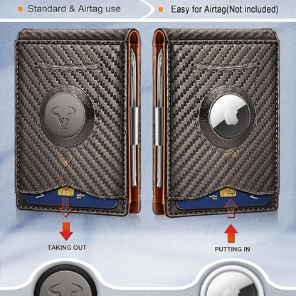 BULLIANT Men Wallet Airtag&Standard Use,Slim Front Pocket Wallet Money Clip for Gifg Men RFID Blocking 11Cards