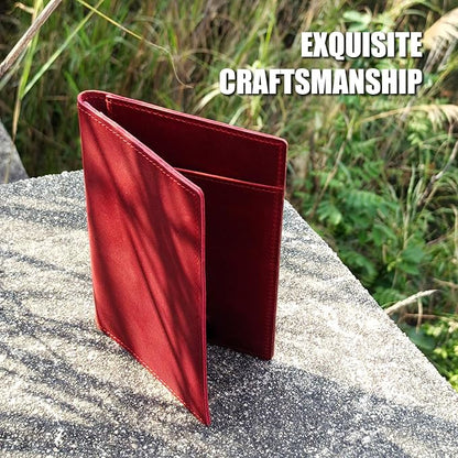 STAR VISTA Albatross Leather Travel Passport Holder, Minimalist Design, Full Grain Leather Case for Women and Men - Slim Passport Wallet, Bifold, RFID Blocking, Crimson Red