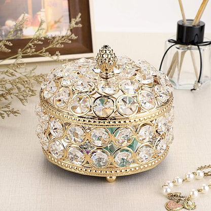 Hipiwe Crystal Mirrored Jewelry Box - Jewelry Trinket Organizer Treasure Box Home Decor Ring Earrings Necklace Storage Holder Chest Keepsake Box,Birthday Christmas Gift for Women, Large
