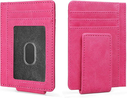 Magnetic Closure Slim Wallet for Men Leather RFID Blocking Minimalist Front Pocket Money Clip Wallet Credit Card Holder