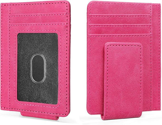 Magnetic Closure Slim Wallet for Men Leather RFID Blocking Minimalist Front Pocket Money Clip Wallet Credit Card Holder
