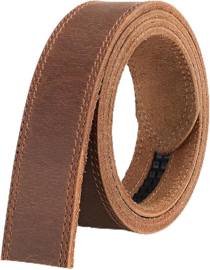 Ratchet Belt Strap, Full Grain Leather Belt Straps for Men without Buckle 1 3/8"- Replacement Strap Only