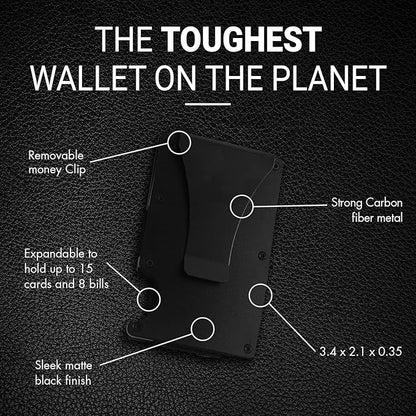 Minimalist Slim Wallet for Men,RFID Blocking Metal Wallet,Aluminum Credit Card Holder & Money Clip 12-15 Cards,Slim Rfid Front Pocket Mens Wallet,Matt Black