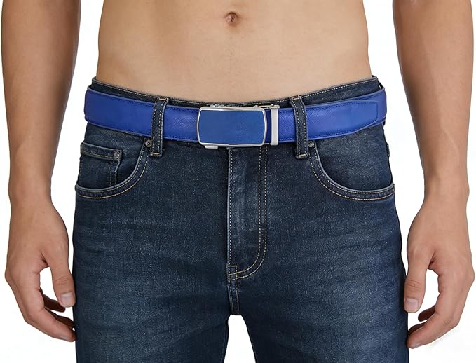 Lingli Men's Belt,Ratchet Dress Belt with Automatic Buckle Brown/Black-Trim to Fit-35mm wide