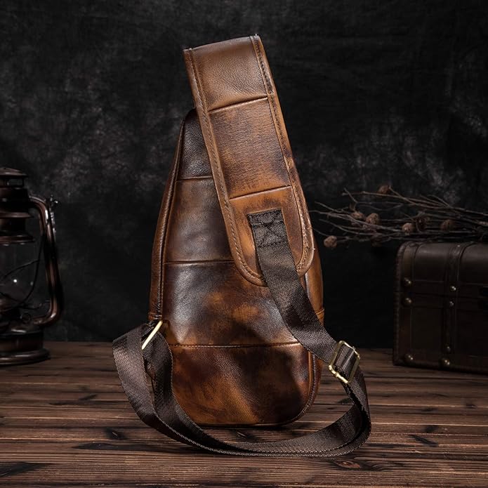 Le'aokuu Men Fashion Casual Tea Designer Travel Hiking Crossbody Chest Sling Bag Rig One Shoulder Strap Bag Men Leather 8015 | Fashion, Casual, Tea, Designer, Travel, Hiking