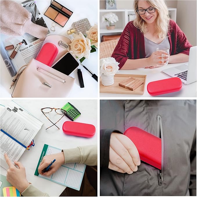 molshine Hard Shell PU Leather Glasses Case,Travel Portable Eyeglass Case for Men Women Girl Travel Study Work