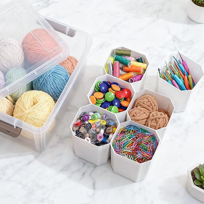 Citylife 17 QT Plastic Storage Bins Clear Storage Box with Lids Multipurpose Stackable Storage Containers for Organizing Tool, Craft, Crayon, 2 Packs